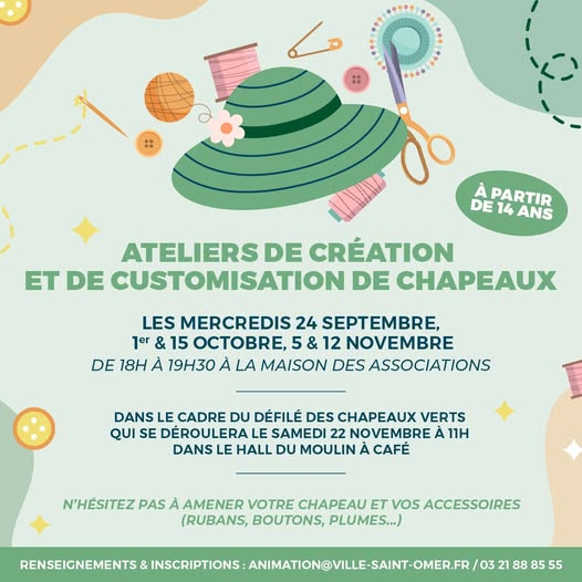 Fiche événement Ateliers confection de chapeaux