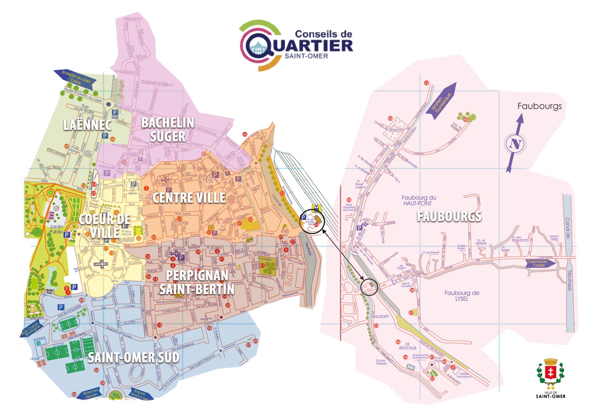 Carte des Conseils de quartier